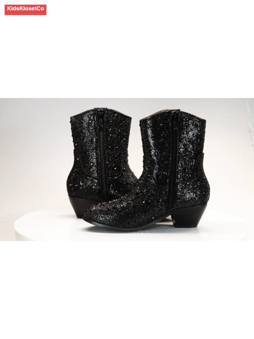 Badgley Mischka Sparkly Cowgirl Boots for Girls, Low Heel Rhinestone Party Boots - Picture 4 of 4
